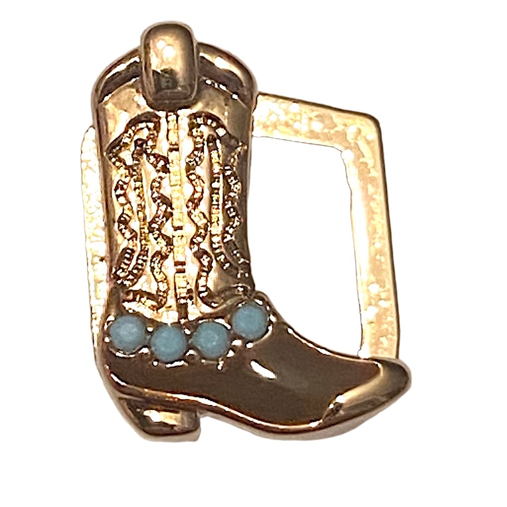 Gold and Turquoise Boot Charm